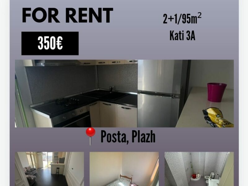 Affittasi Bilocale di 95 m² a Durazzo, Presso la Posta di Plazh a 350 € al mese