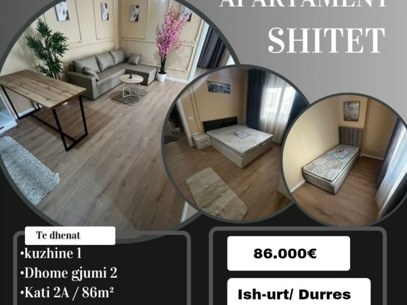 Vendesi appartamento di 86 m² a Durazzo, nella zona ex URT Durres a 86000 €.